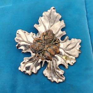 Vintage Sylvia Dahl Leaf and Butterfly Scarf Clip